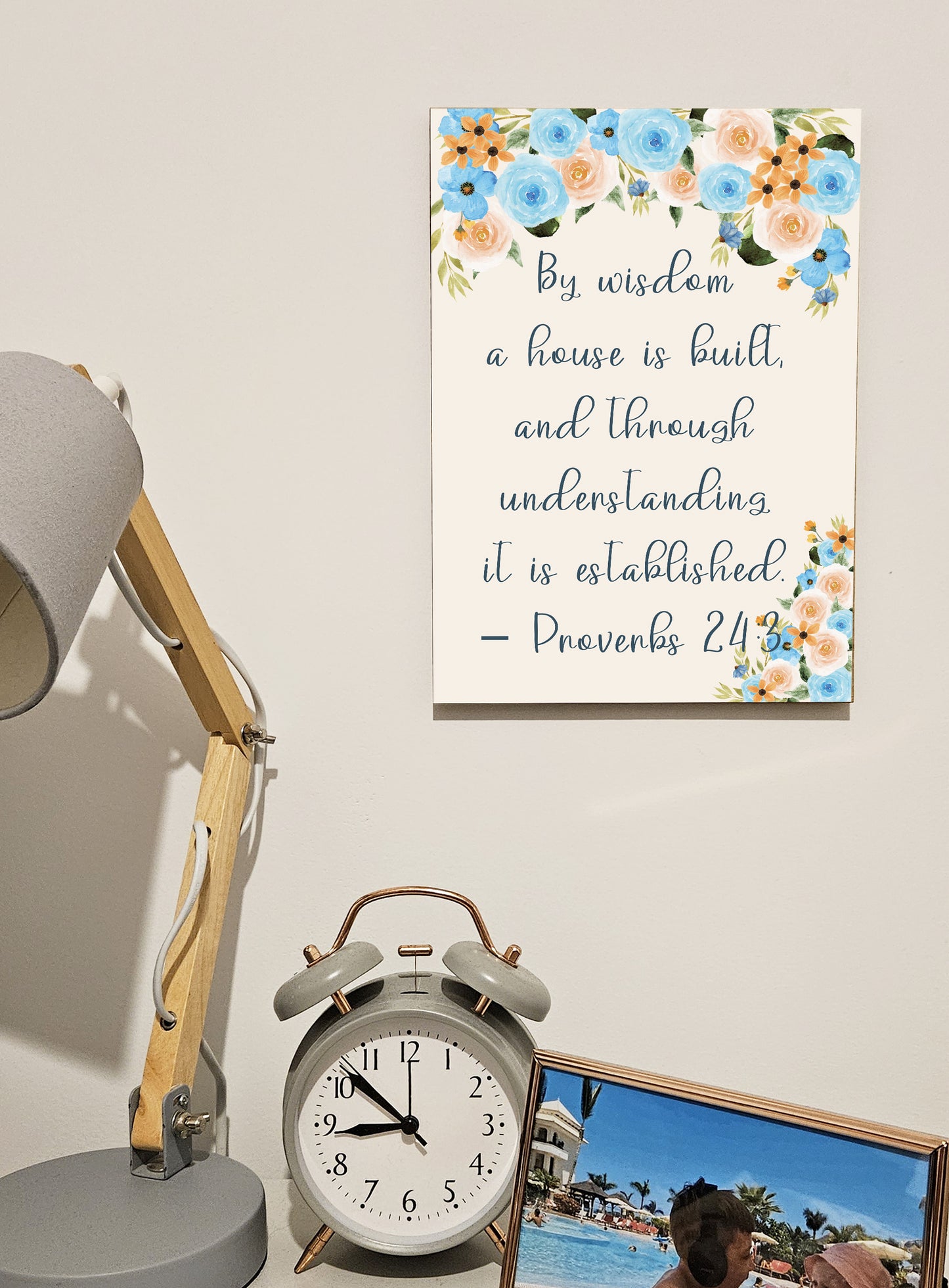 Christian Bible Verse A4 Wooden Plaque Print Sign Wall Art for Home Decor Gifts for Women Inspirational Comforting Family