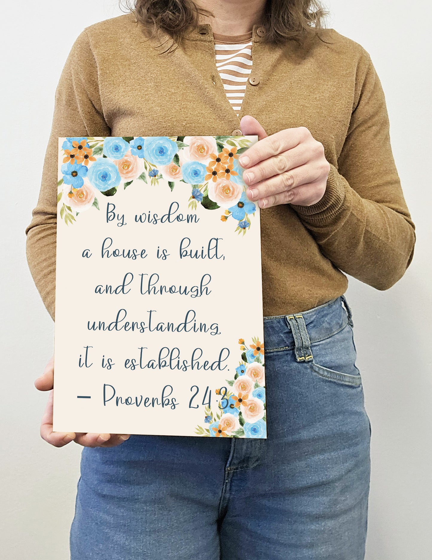 Christian Bible Verse A4 Wooden Plaque Print Sign Wall Art for Home Decor Gifts for Women Inspirational Comforting Family