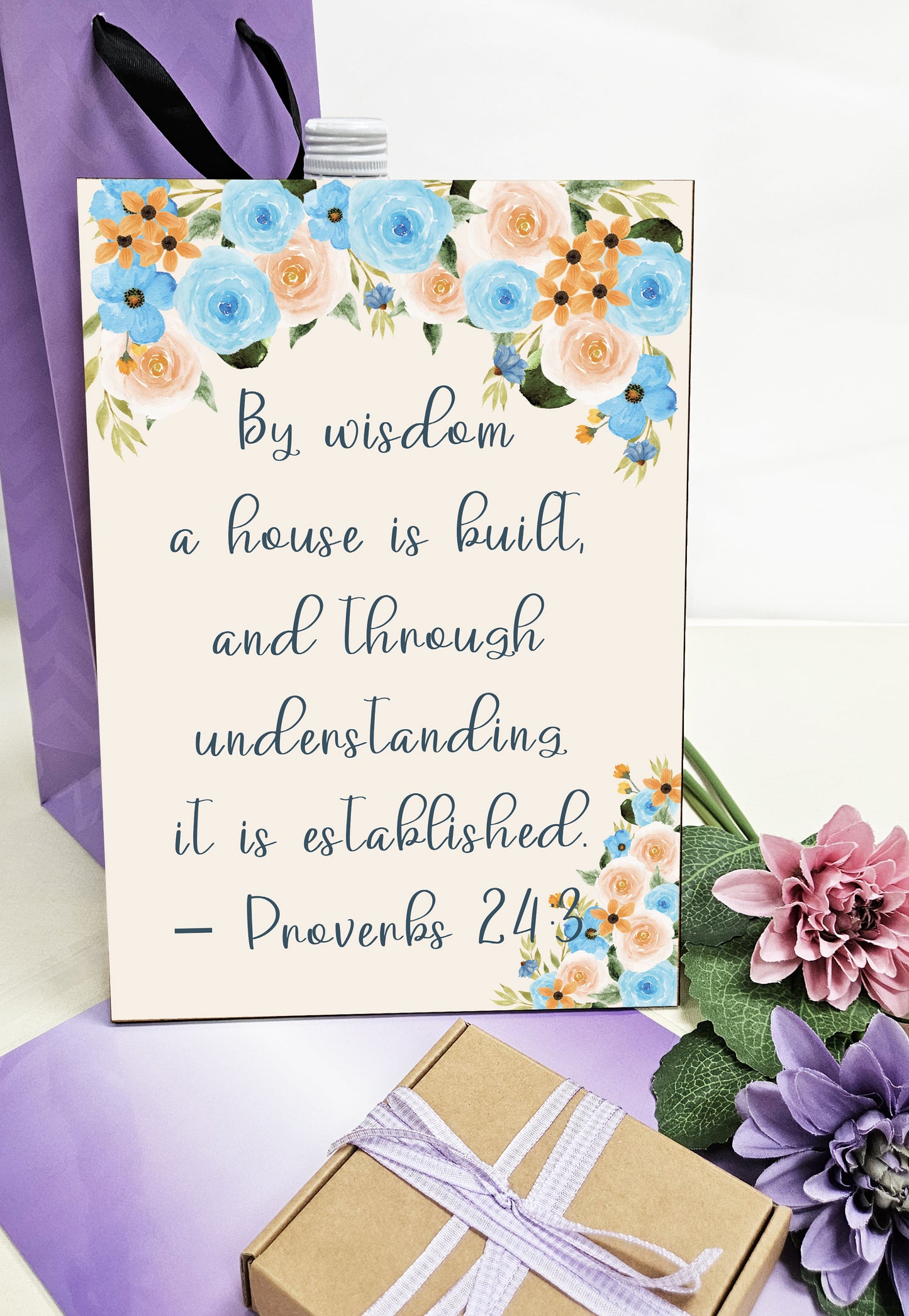 Christian Bible Verse A4 Wooden Plaque Print Sign Wall Art for Home Decor Gifts for Women Inspirational Comforting Family